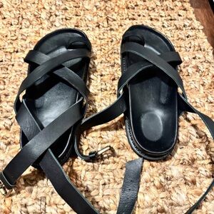 Liberte Black Strappy Sandals